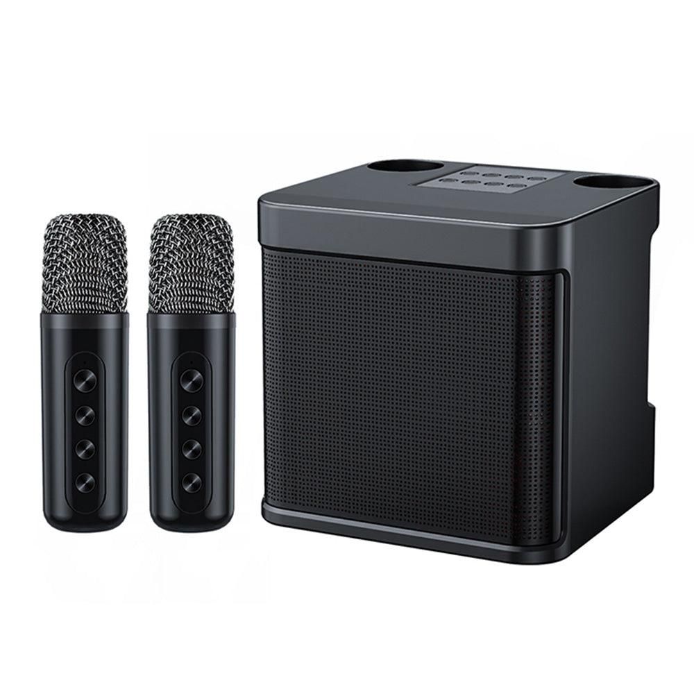 Portable Karaoke Machine with 2 Wireless Microphones Portable Bluetooth Speaker for Family Party Singing Black