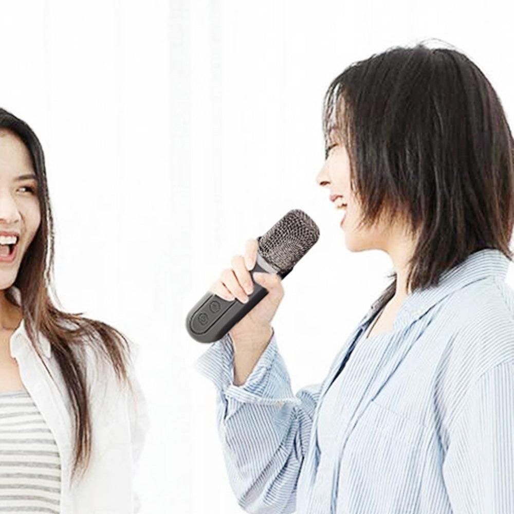 Portable Karaoke Machine with 2 Wireless Microphones Portable Bluetooth Speaker for Family Party Singing Black
