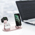 Wireless Charger Dock 3 in 1 Charging Station Wireless Charger Stand for Apple iPhone Watch -Rose gold