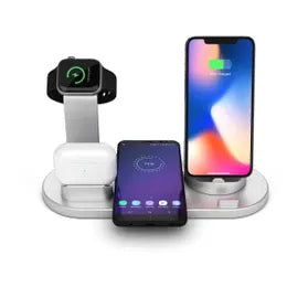 Wireless Charging Station Compatible for Apple 6 in 1 Charger Stand Dock -White - charging together