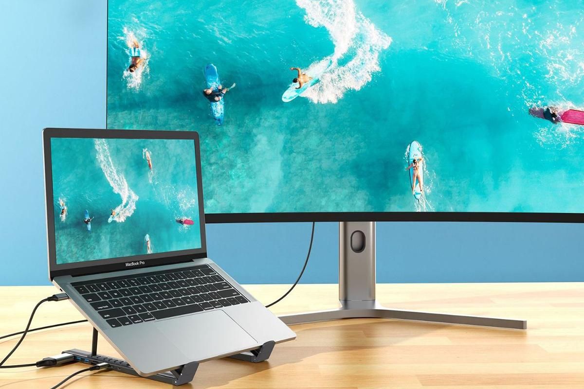 8-in 1 Laptop Stand with Docking Station USB 3.0 PD 100W 4K HDMI for MacBook