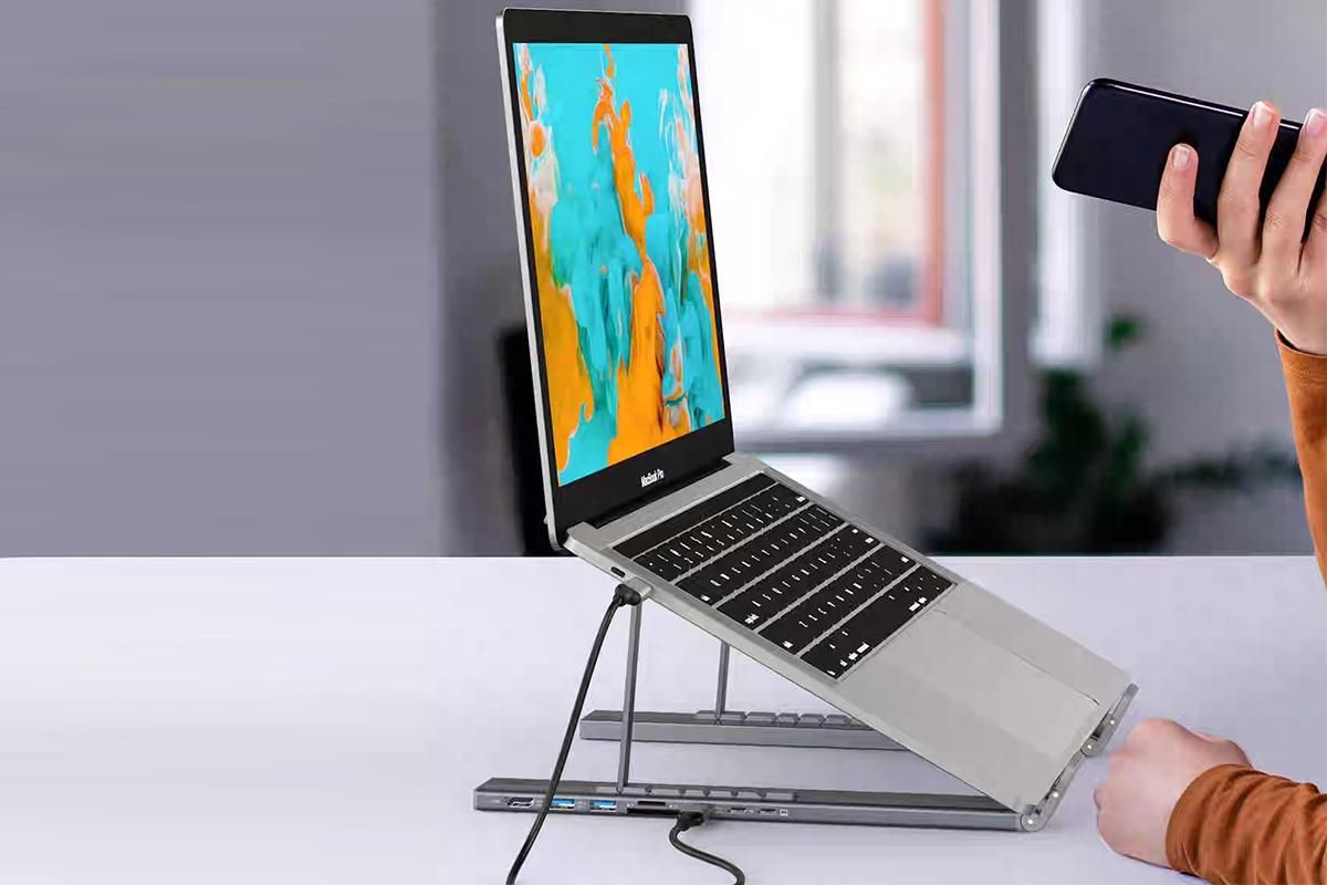 8-in 1 Laptop Stand with Docking Station USB 3.0 PD 100W 4K HDMI for MacBook