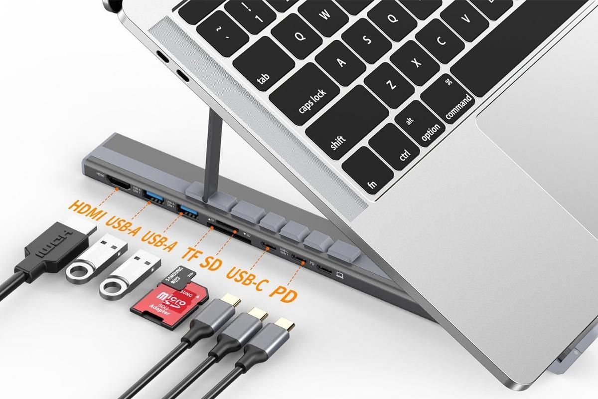 8-in 1 Laptop Stand with Docking Station USB 3.0 PD 100W 4K HDMI for MacBook