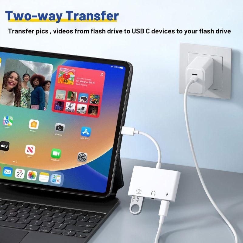 3-in-1 USB-C Adapter Fast Charging Lightning & 3.5mm Audio Port Multi Function Converter