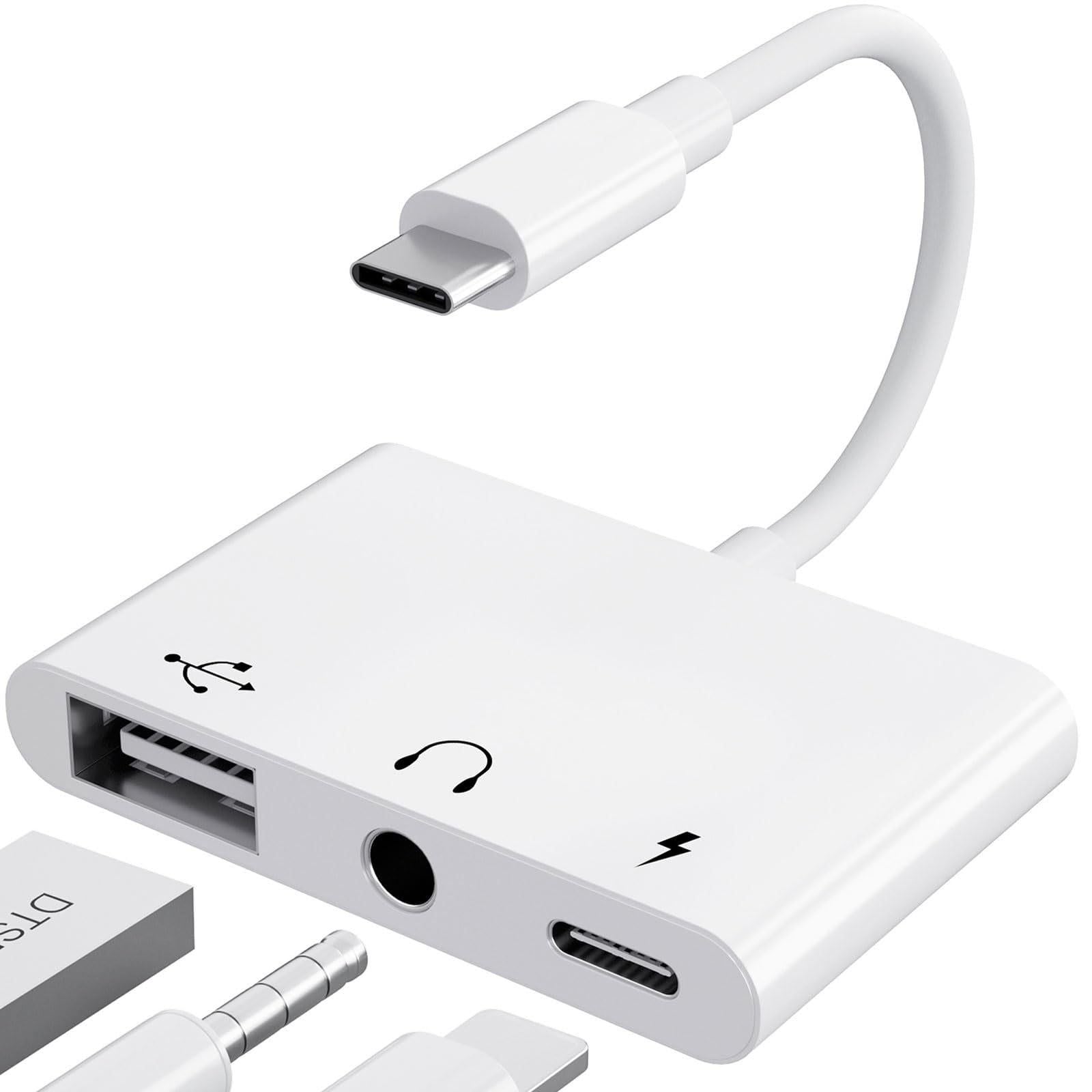 3-in-1 USB-C Adapter Fast Charging Lightning & 3.5mm Audio Port Multi Function Converter