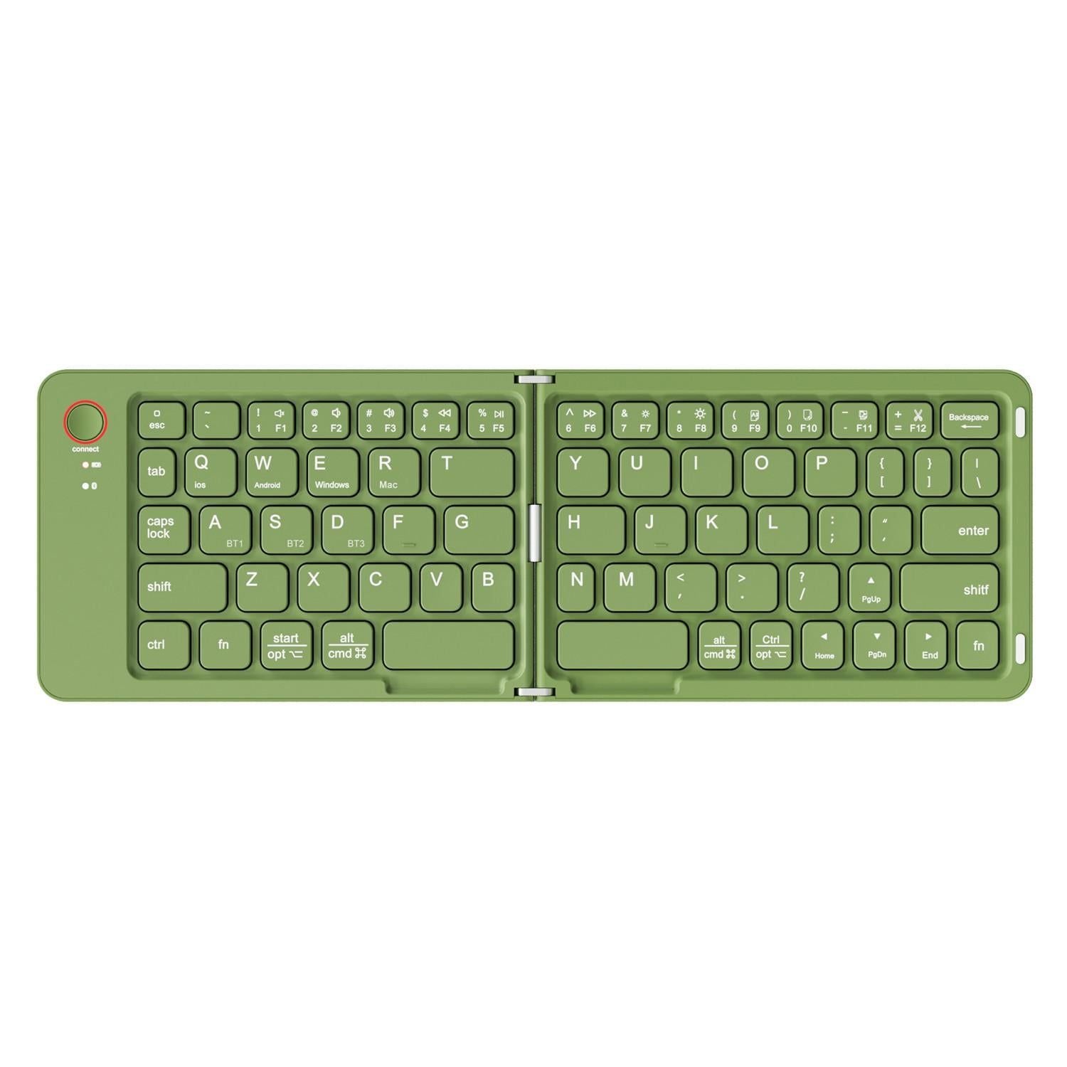 Foldable Bluetooth Keyboard B023 Dual Fold Portable Keyboard 3 Device Connection Green