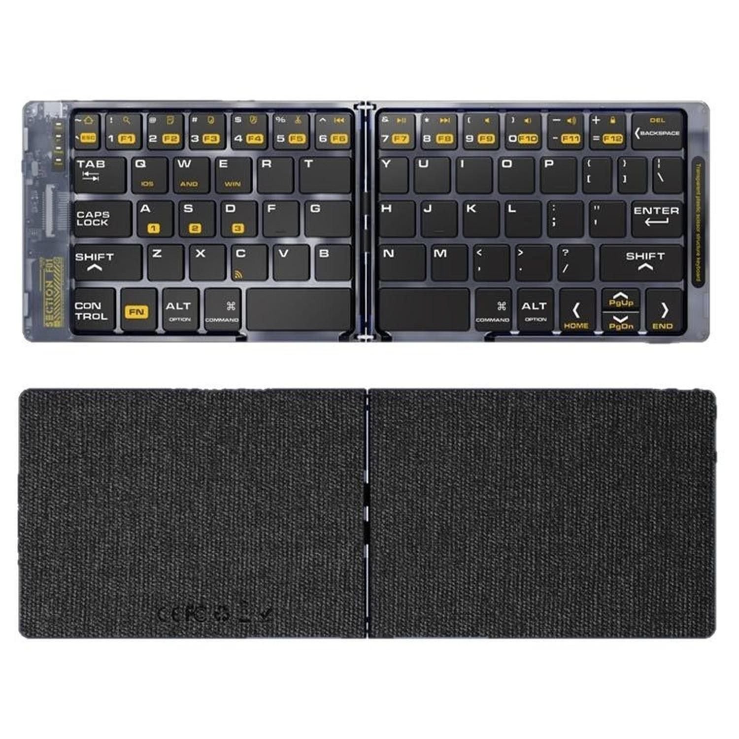 Foldable Keyboard F69 Transparent Bluetooth Keyboard Triple Device Connection