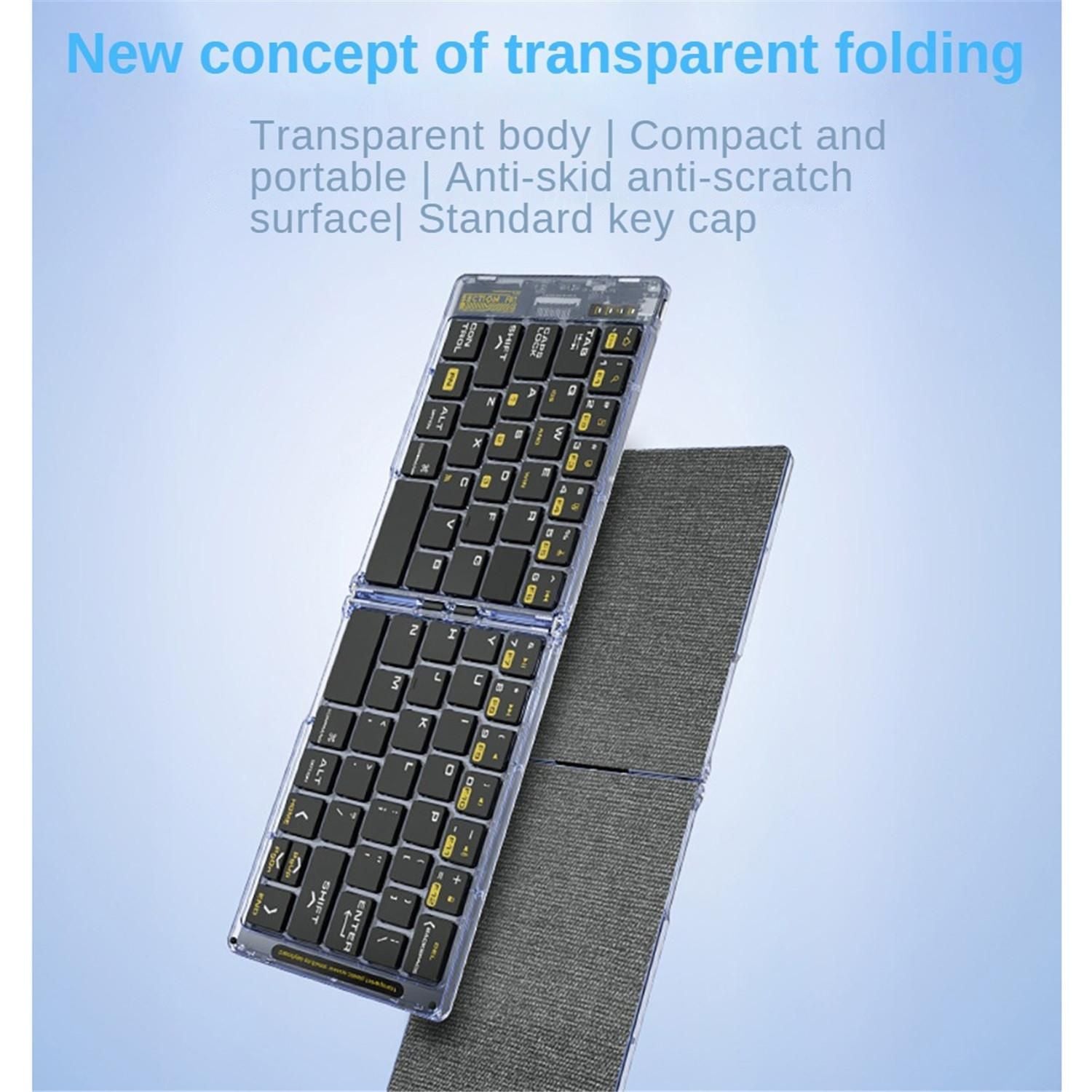 Foldable Keyboard F69 Transparent Bluetooth Keyboard Triple Device Connection