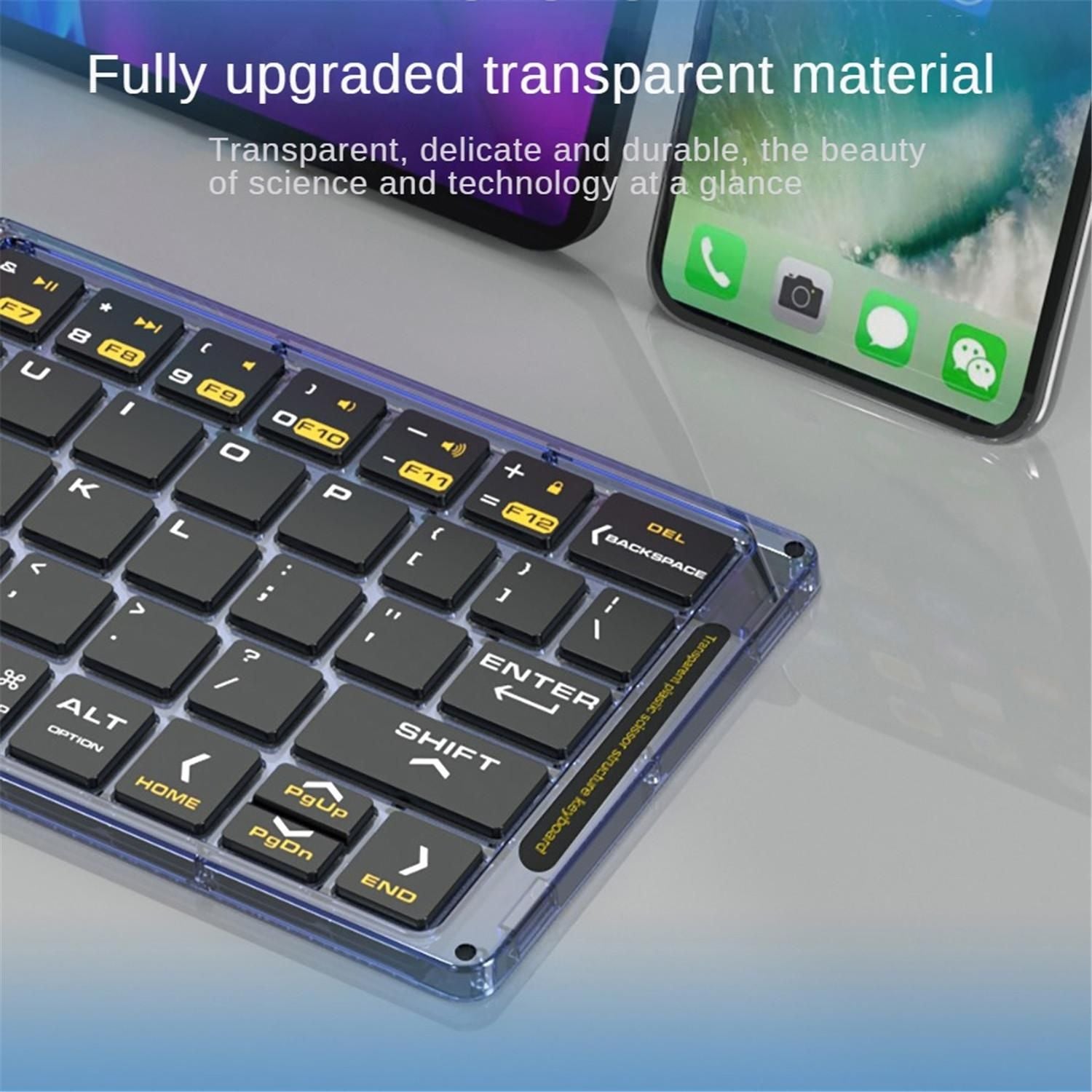 Foldable Keyboard F69 Transparent Bluetooth Keyboard Triple Device Connection