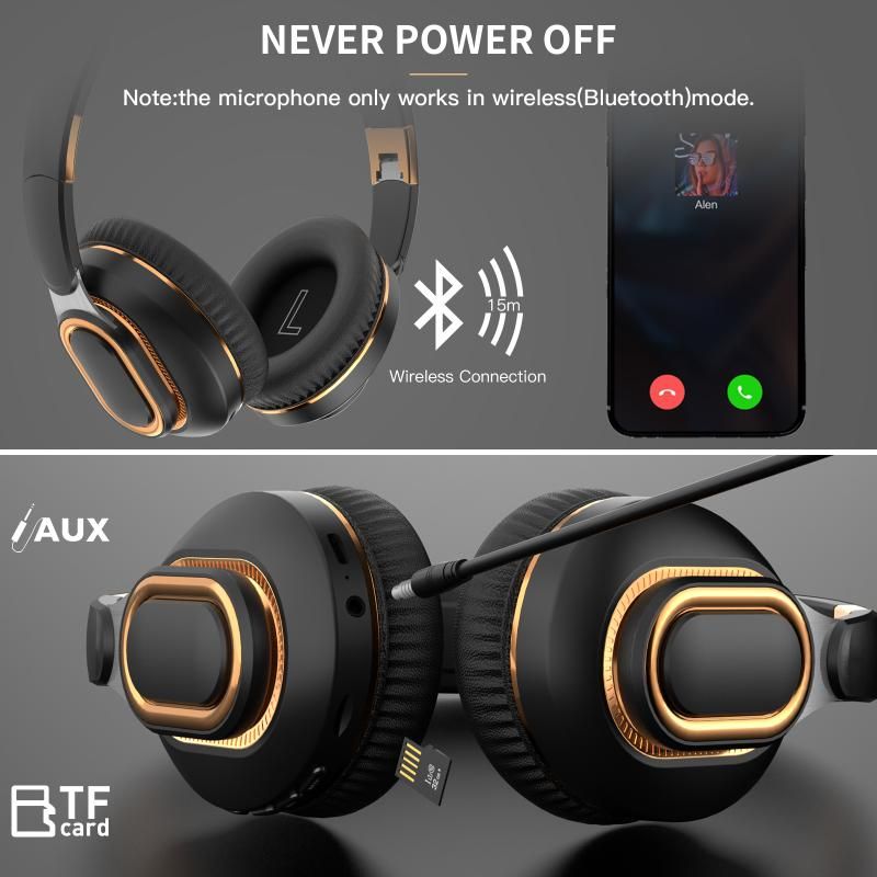 H7 Foldable Bluetooth Stereo Headphones Subwoofer Support TF Card Type-C Charging Wireless Earphones - Light Gray