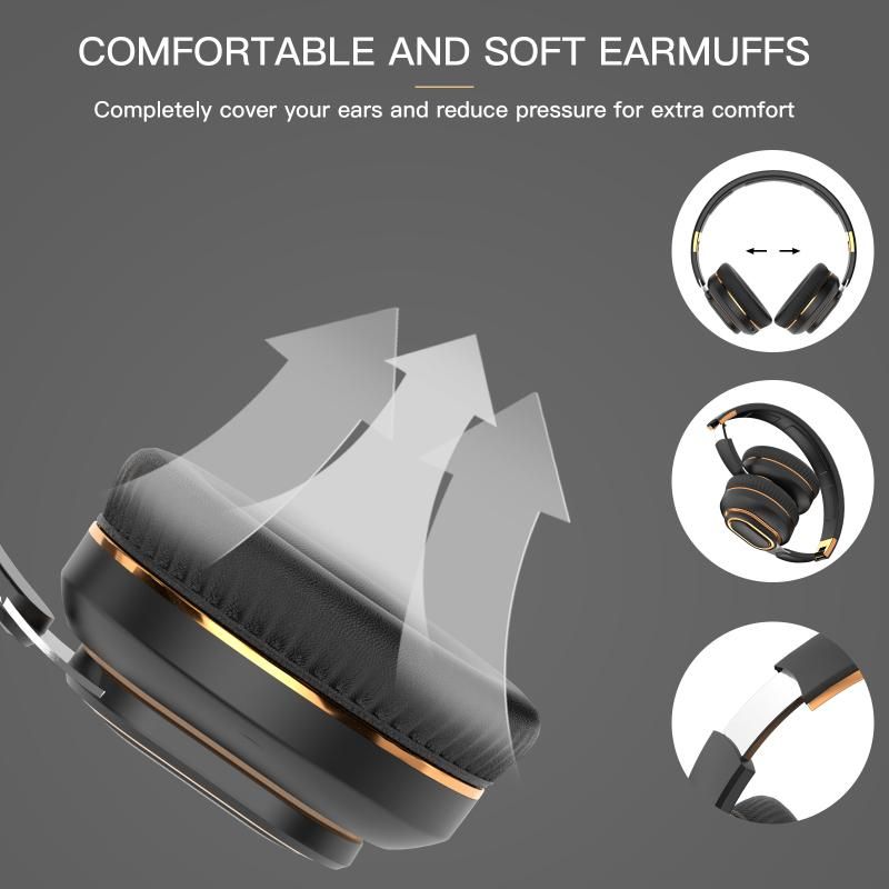 H7 Foldable Bluetooth Stereo Headphones Subwoofer Support TF Card Type-C Charging Wireless Earphones - Space Gray
