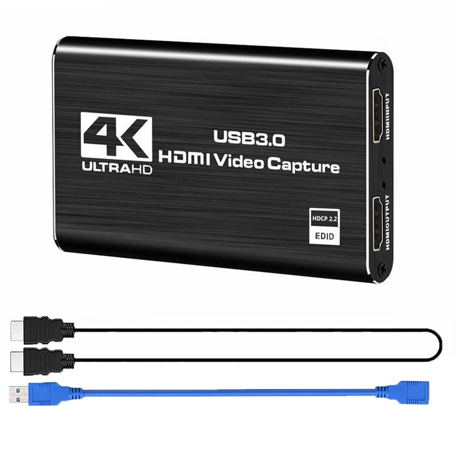 USB 3.0 Video Capture Card, High Resolution Game Live Stream Camera Recording Capture Adapter(Black)