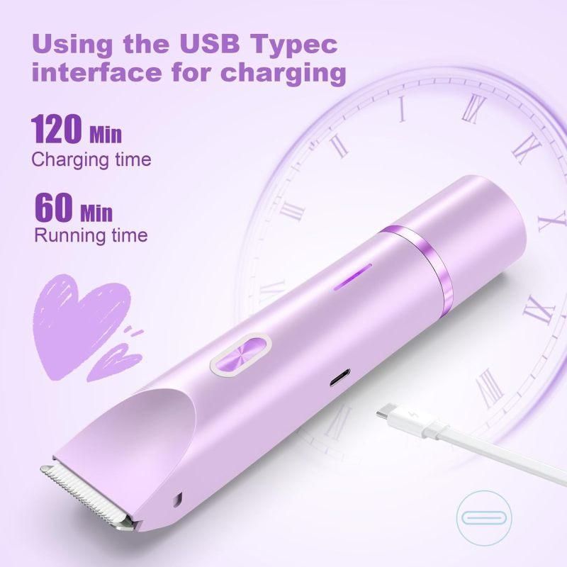 2-in-1 Electric Women's Shaver for Private Care, Bikini Trimmer, Painless & Wet/Dry, Rechargeable - Blue