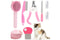 Pet Grooming Kit 8 Piece Nail Clipper File Deshedding Brush Flea Comb Toothbrush - Pink