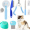 Pet Grooming Kit 8 Piece Nail Clipper File Deshedding Brush Flea Comb Toothbrush - Blue