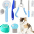 Pet Grooming Kit 8 Piece Nail Clipper File Deshedding Brush Flea Comb Toothbrush - Blue