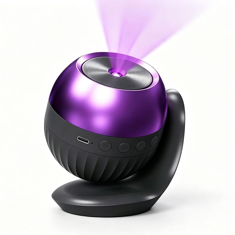 24 Pattern Star Projector Night Light with White Noise and Type C Power - Black
