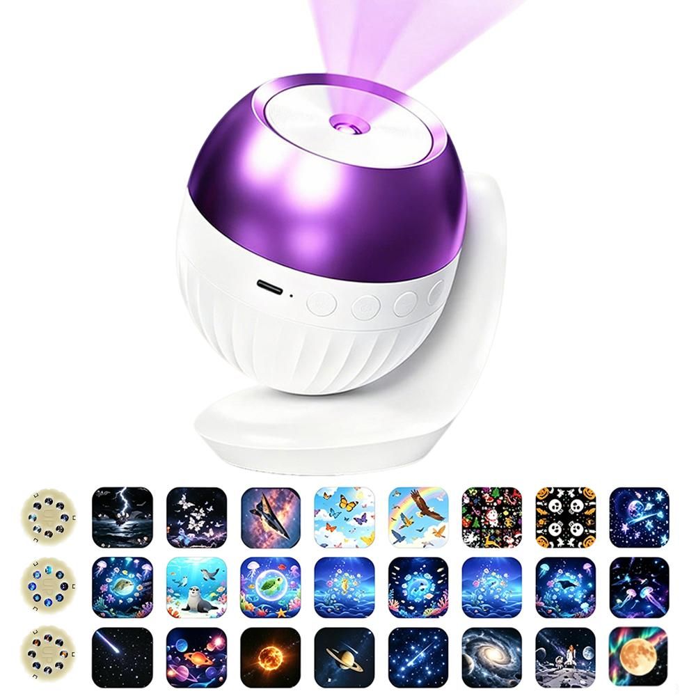 24 Pattern Star Projector Night Light with White Noise and Type C Power - White