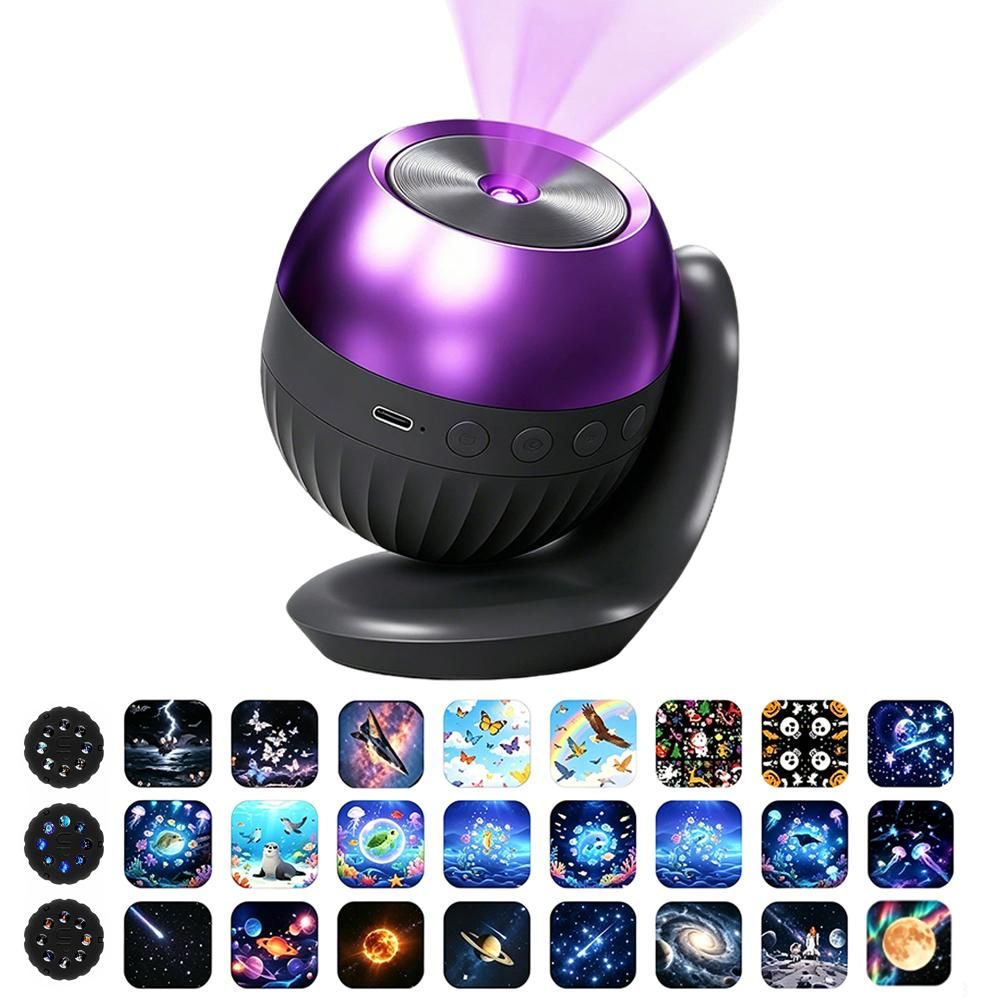 24 Pattern Star Projector Night Light with White Noise and Type C Power - White