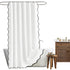 Waterproof Shower Curtain Thick Boho Wavy Edge With Rustproof Hooks - White