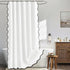 Waterproof Shower Curtain Thick Boho Wavy Edge With Rustproof Hooks - White