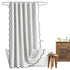 Waterproof Shower Curtain Thick Boho Wavy Edge With Rustproof Hooks - White