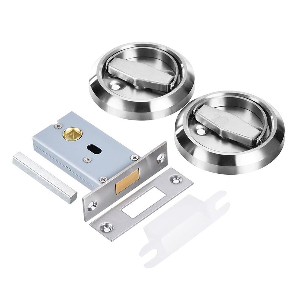 Hidden Door Lock Invisible Latch Double Sided Privacy Lock for Bedroom Bathroom Stainless Steel - Silver