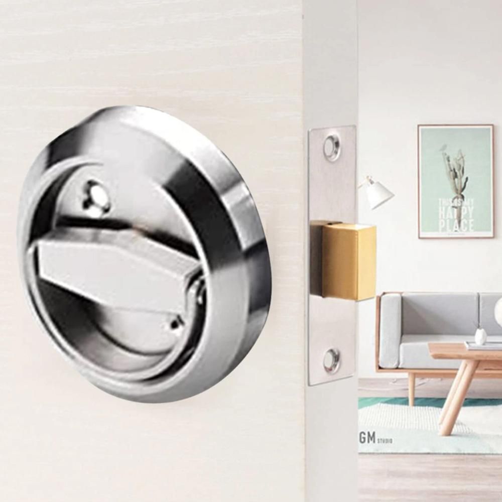 Hidden Door Lock Invisible Latch Double Sided Privacy Lock for Bedroom Bathroom Stainless Steel - Silver
