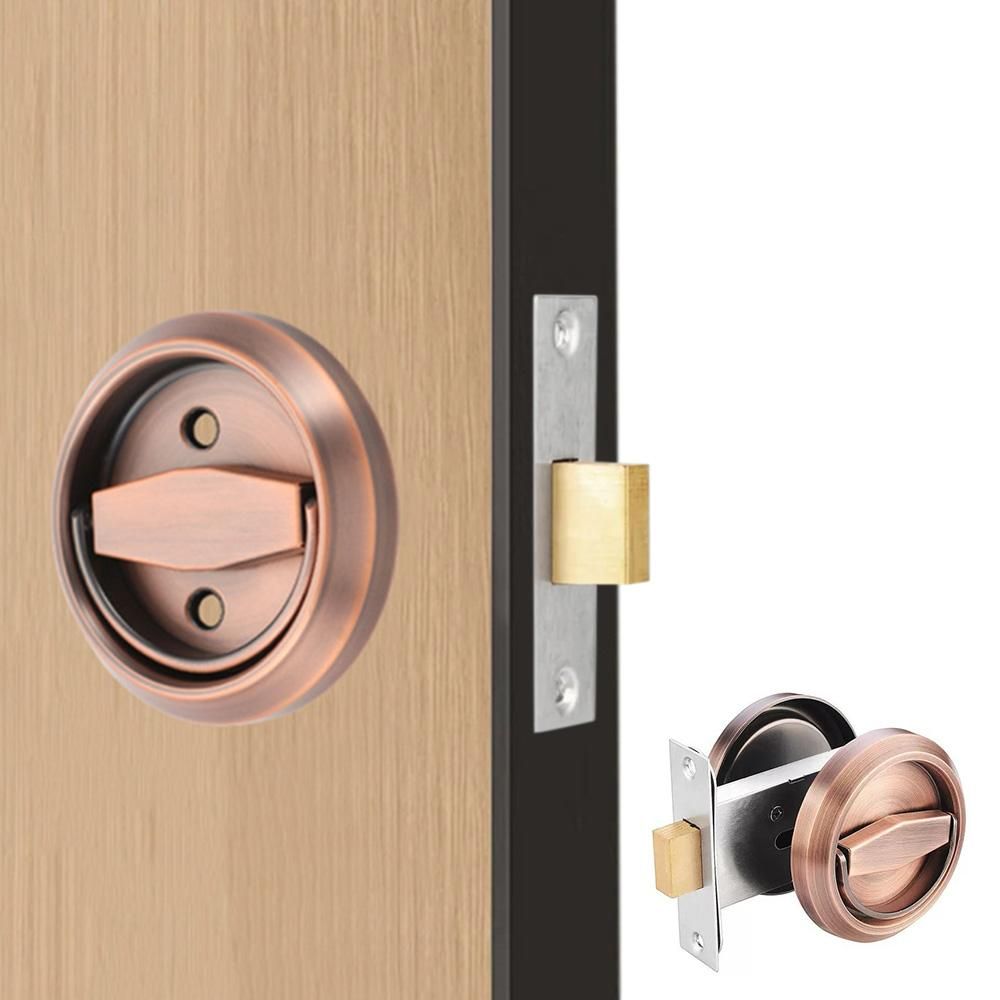 Hidden Door Lock Invisible Latch Double Sided Privacy Lock for Bedroom Bathroom Stainless Steel - Red Bronze