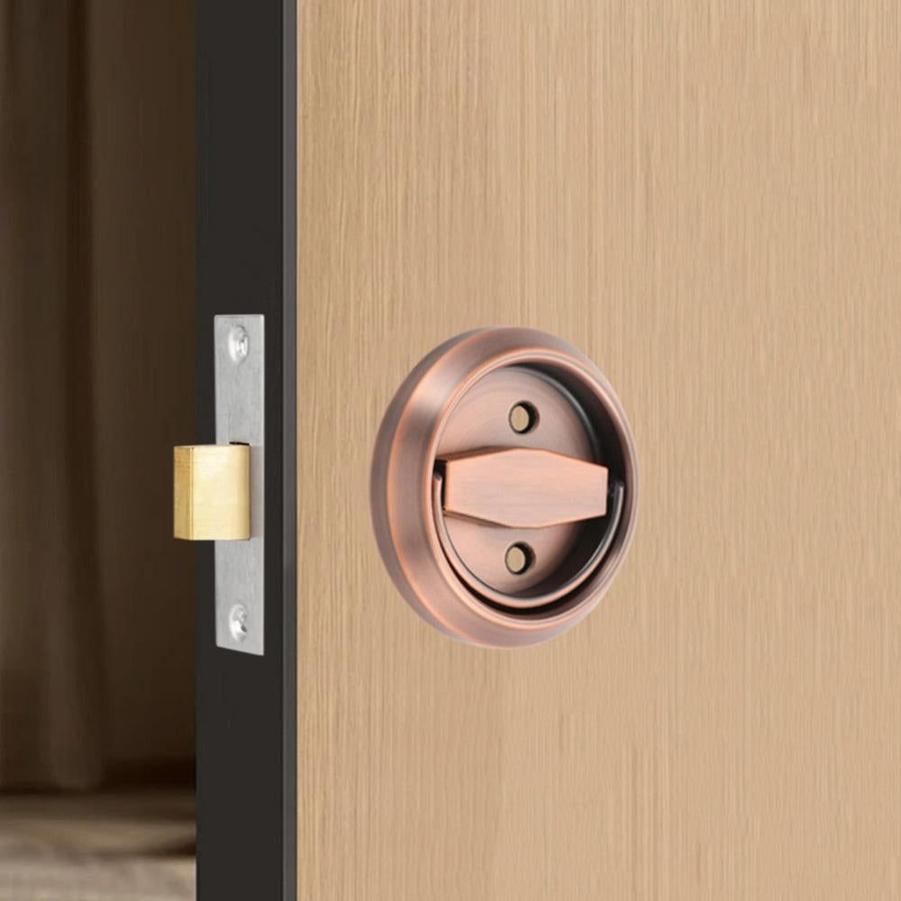 Hidden Door Lock Invisible Latch Double Sided Privacy Lock for Bedroom Bathroom Stainless Steel - Red Bronze
