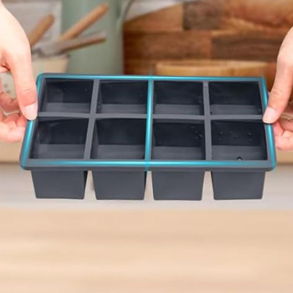 3 Pack Silicone Ice Cube Trays with Lids Large Ice Mold for Freezer - Black