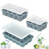 3 Pack Silicone Ice Cube Trays with Lids Large Ice Mold for Freezer - Blue