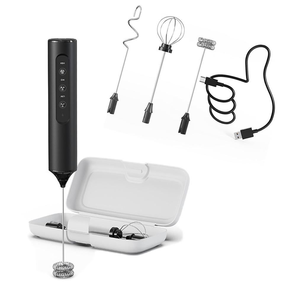 Electric Milk Frother 3 in 1 Egg Whisk Mixer 3 Speeds Rechargeable Handheld