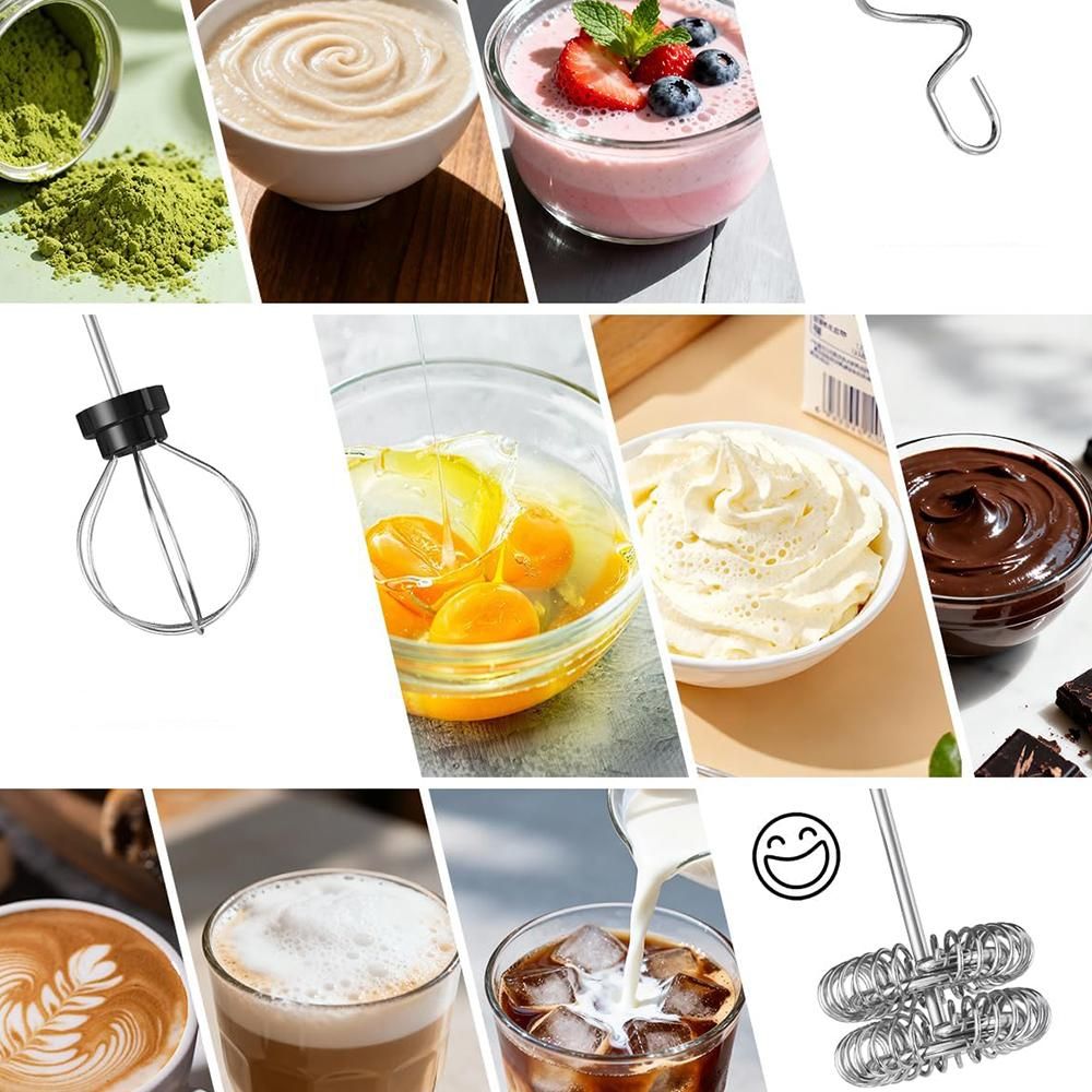 Electric Milk Frother 3 in 1 Egg Whisk Mixer 3 Speeds Rechargeable Handheld