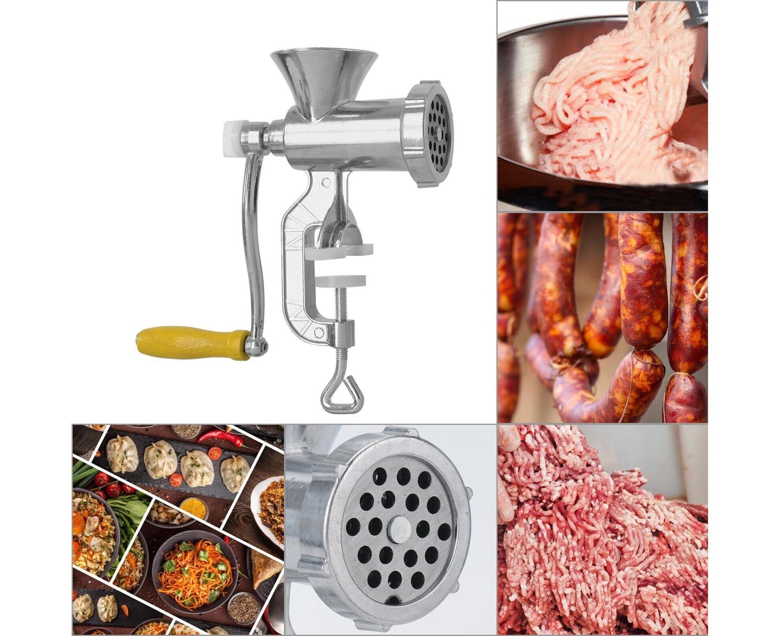 Hand Sausage Filler Maker Manual Kitchen Meat Grinder Mincer Stuffer Table