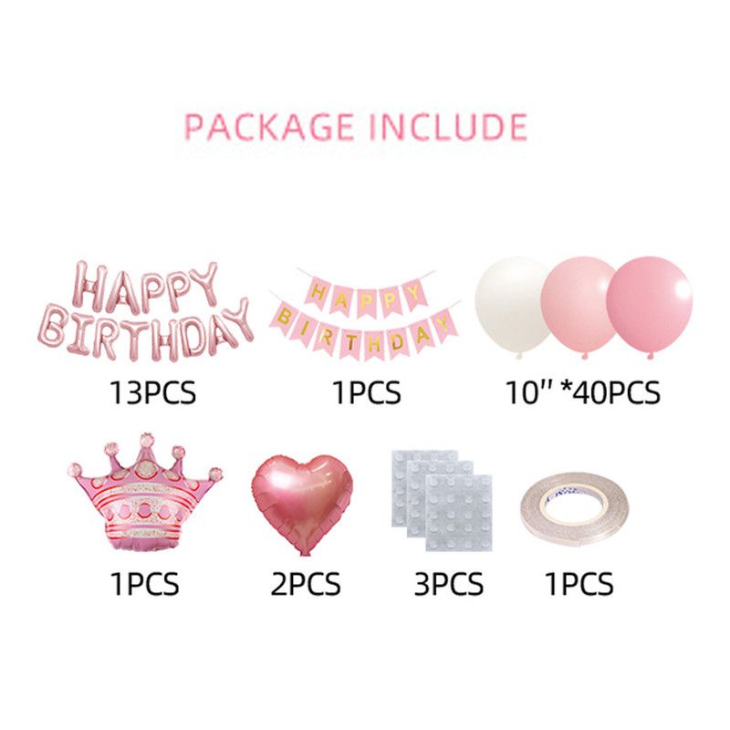 Birthday Party Decor Set: “HAPPY BIRTHDAY” Balloons + Bunting + Crown Set, Birthday Party Decor - Blue Set