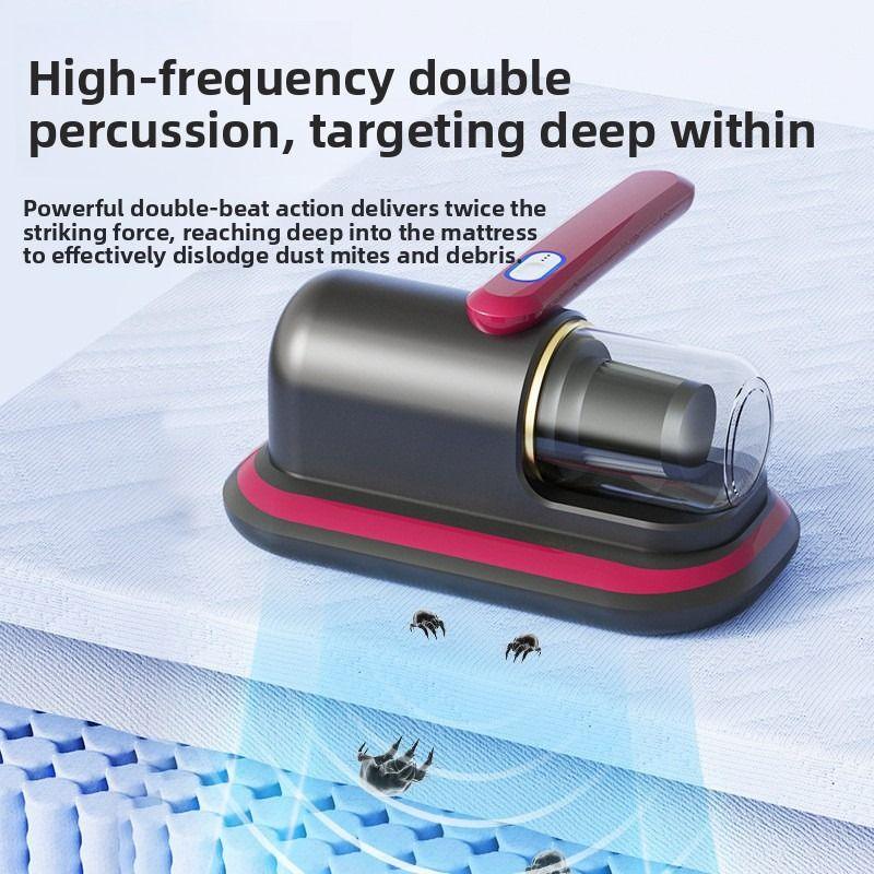 Home Handheld Dust Mite Vacuum Cleaner, High-Frequency Dual-Beating + UV Sterilization, Cordless Portable Dust Mite Remover for Mattresses and Sofas, Cordless Portable Dust Mite Remover for Mattresses and Sofas - Red