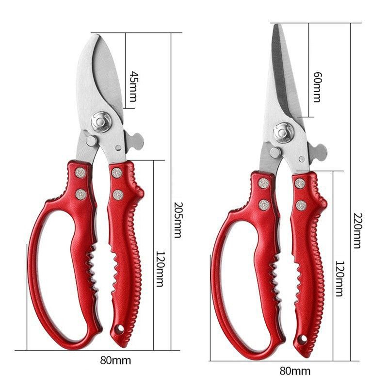 2-Pack Gardening Pruning Shears Set, 30Cr13 Stainless Steel Straight & Curved Shears with Non-Slip Handles for Gardens, Orchards, and Flower Arrangements—Red