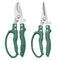 2-Pack Gardening Pruning Shears Set, 30Cr13 Stainless Steel Straight & Curved Shears with Non-Slip Handles for Gardens, Orchards, and Flower Arrangements—Green