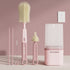 6-in-1 Portable Silicone Bottle Brush Set with Drying Storage Box, All-Purpose Cleaner for Baby Bottles, Nipples, and Straw Cups—Pink