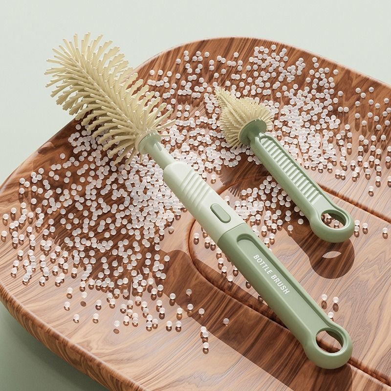 6-in-1 Portable Silicone Bottle Brush Set with Drying Storage Box, All-Purpose Cleaner for Baby Bottles, Nipples, and Straw Cups - Gray