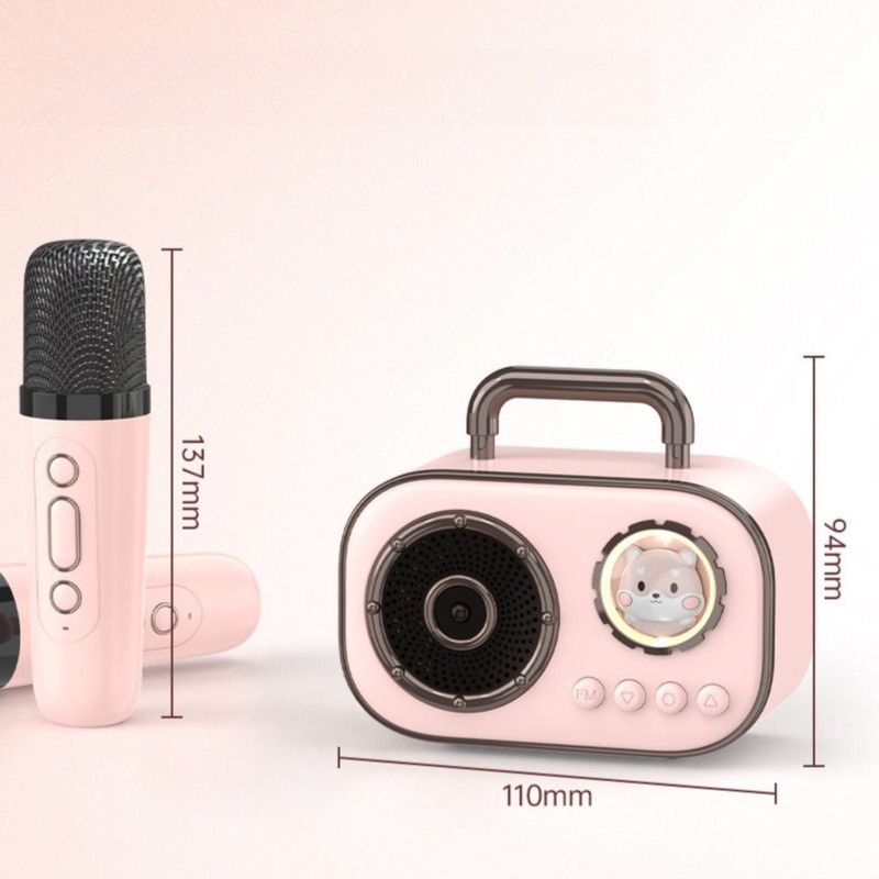 Dual Mic Karaoke Speaker, Portable Bluetooth Karaoke Audio Set, Family Wireless Microphone KTV Speaker—Yellow