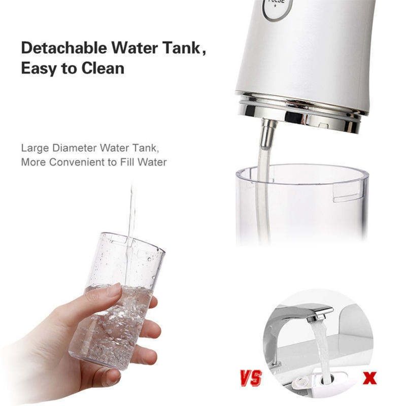 Portable Electric Oral Irrigator, Rechargeable Water Flosser, Handheld Dental Cleaner for Oral Care—Green