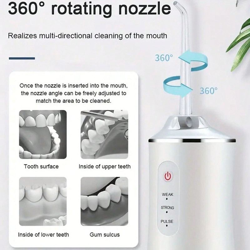 Portable Electric Oral Irrigator, Rechargeable Water Flosser, Handheld Dental Cleaner for Oral Care—Green