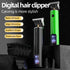 Professional Digital Display Hair Clipper, Multi-Accessory T-Blade Trimmer for Bald Heads & Hair Carving—Gray