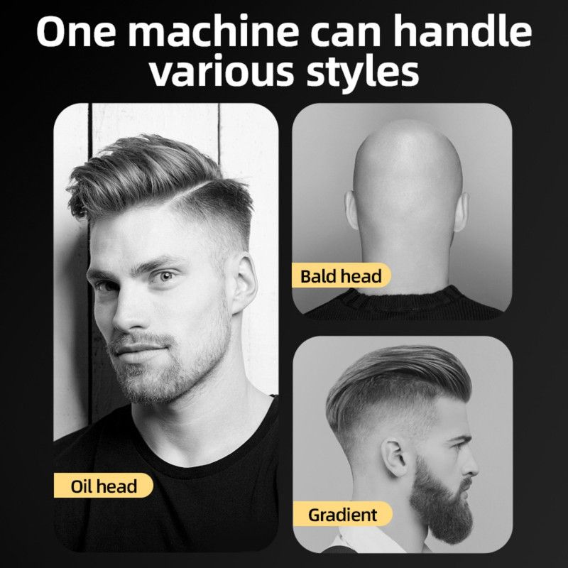 Professional Digital Display Hair Clipper, Multi-Accessory T-Blade Trimmer for Bald Heads & Hair Carving—Gray