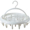 Round Multi-clip Drying Rack, Multi-functional Clothes Hanger for Socks & Underwear—White