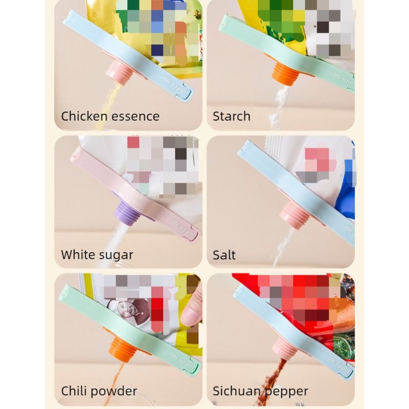 Sealing Clip with Spout, Moisture-Proof Food Sealer for Seasonings,Snacks and Bags—4-Pack—Blue