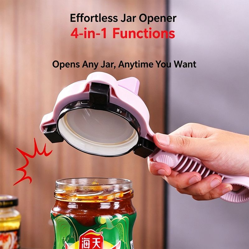 4-in-1 Multi-Function Can Opener, Essential Kitchen Tool for Opening Lids, Multi-Size Bottle Opener - Green