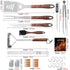 Complete Multi-Functional BBQ Tool Set, 31-Piece Deluxe BBQ Tool Set, Food-Grade Stainless Steel BBQ Tools with Wood-Grain Handles—Ideal for Home and Outdoor BBQs, Includes Portable Camping Storage Bag—Black